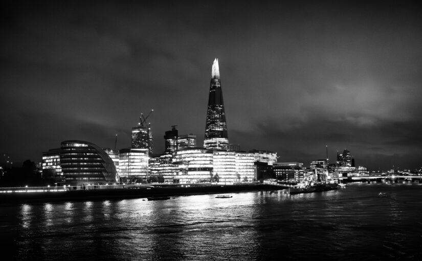 London sky at night – monotone